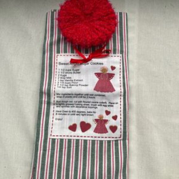 SWEET ANGEL SUGAR COOKIES Holiday Kitchen Towel Red Green White and Dish… - Picture 1 of 9